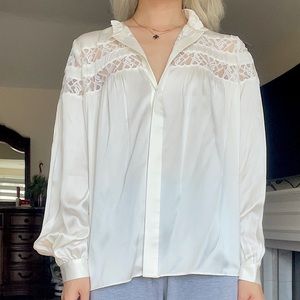 Frame Silk Lace Trim Blouse